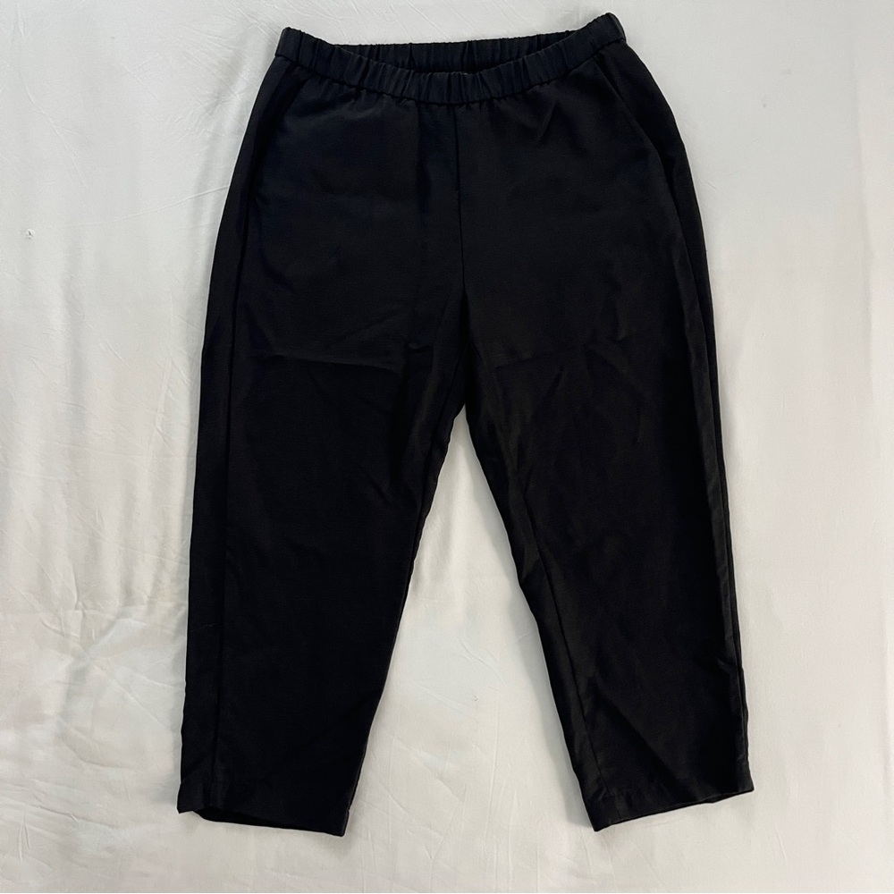 Eileen Fisher Sz Medium Petite Pant Organic Linen Blend Elastic Waist Coastal